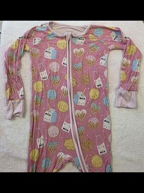 Little Sleepies Pink Cookies Amd Milk Bamboo Zippy 18-24 Mo